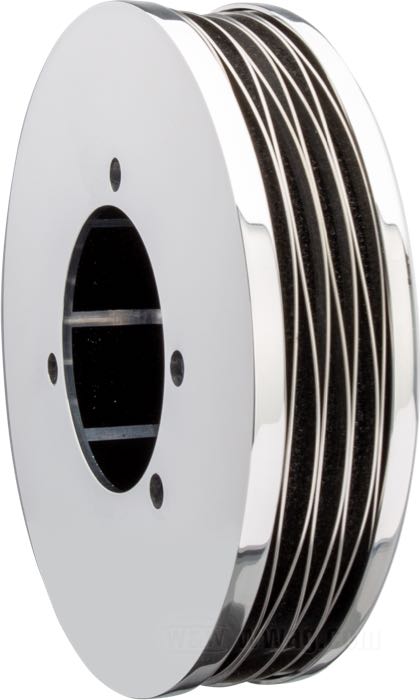 Filtro aria »Dipper« di Trident Cycle Supply; alluminio billet / acciaio inox, lucidato; profondità: 1-1/2”; Ø 5.5”; per carburatori CV; con inserto filtrante e viti di fissaggio; U.S.A.; peso lordo: 530 g