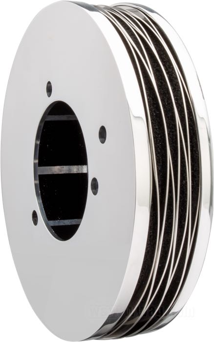 Filtro de aire »Dipper« de Trident Cycle Supply; aluminio macizo / acero inoxidable, pulido; fondo: 1-1/2”; Ø 5.5”; para carburadores S&S Super E/G; con elemento filtrante y tornillos de montaje; EE. UU.