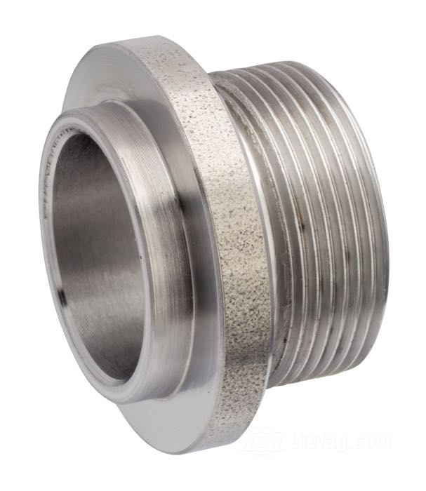 Anschlussstück von Calles Chopperdelar; für Benzintank; Stahl, blank; Höhe: 17 mm; Ø 28 mm; Gewinde: M22; Schweden; Bruttogewicht: 25 g