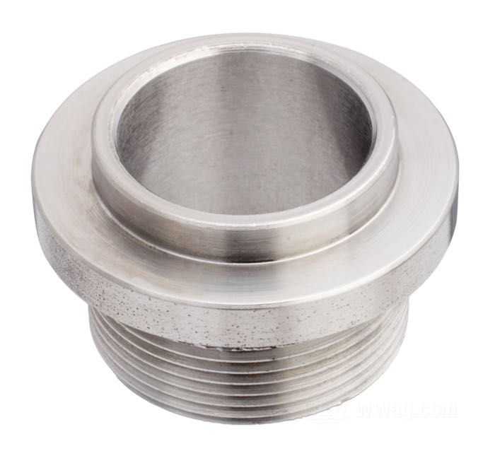 Anschlussstück von Calles Chopperdelar; für Benzintank; Stahl, blank; Höhe: 17 mm; Ø 28 mm; Gewinde: M22; Schweden; Bruttogewicht: 25 g