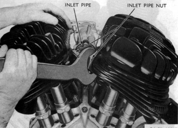 Clé plate de The Cyclery; pour écrous-raccords pipe d'admission; adaptable à OHV Big Twin 1940-1954, WR 1941-1952, modèles K 1952-1956; acier, parkerisé, épaisseur: 8mm; taille pouces: 2-1/8”; remplace OEM HD 94538-48; Allemagne; poids brut: 790 g