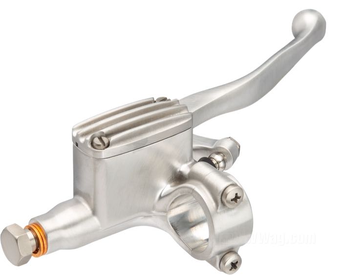 Maître-cylindre frein à main »Classic« de Kustom Tech; alu forgé, satiné; filetage: M10 x 1.0; pour guidons du Ø: 1 ”; Ø piston hydraulique: 14 mm; liquide de frein obligatoire: DOT 4 ou 5; Italie; poids brut: 320 g
