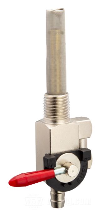 Fuel valve »Custom«; steel, zinc plated, with reserve; outlet position: straight; required fuel line: 5/16”; thread: 1/4” NPT; with strainer; gross weight: 120 g