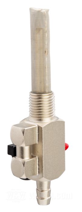 Fuel valve »Custom«; steel, zinc plated, with reserve; outlet position: straight; required fuel line: 5/16”; thread: 1/4” NPT; with strainer; gross weight: 120 g