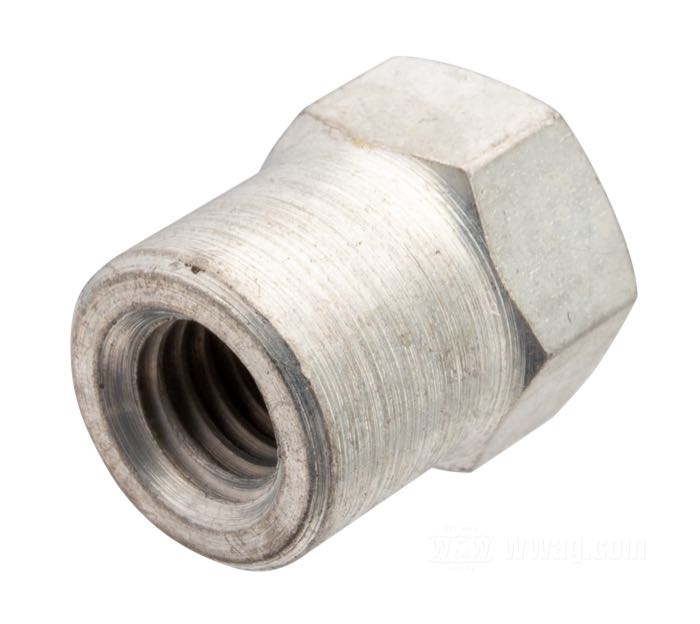 Dado di Colony; per Pompa olio; atto per 750cc / Big Twin SV 1941-1948; acciaio, CAD (procedimento ZnNi), corto; esagonale; filettatura: 1/4”-24; rimpiazza OEM HD 591-41 e 24830-41; U.S.A.; peso lordo: 20 g