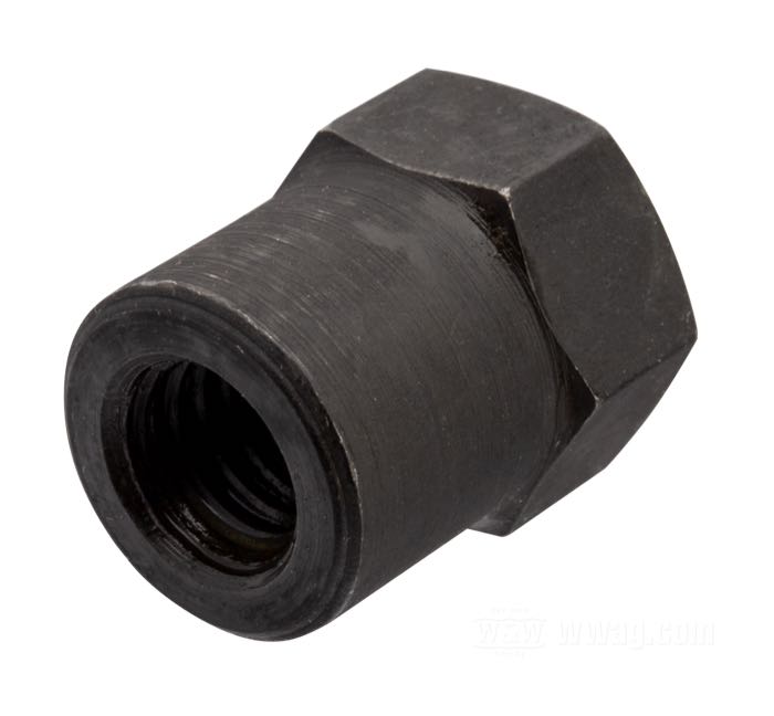 Tuerca de Colony; para Bomba de aceite; apropiado para 750cc / Big Twin SV 1941-1948; acero, parkerizado, cortas; hexagonal; rosca: 1/4”-24; reemplaza OEM HD 591-41 y 24830-41; EE. UU.; peso bruto: 20 g