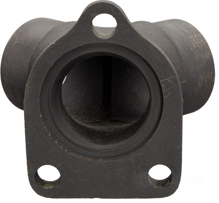 Manifold; fits 45” Flathead 1936-1973; cast iron, parkerized / CAD (ZnNi process); for Linkert M-series carburetors 3-bolt; with packing nuts and seals; replaces OEM HD 27024-36, 27058-30, and 27051-32; gross weight: 530 g