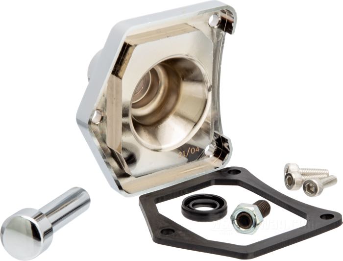 Starter button; for Solenoid; for stock and Spyke 1,2 & 1,4 kW Starters; steel, chrome-plated; gross weight: 140 g