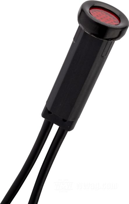 Kontrollleuchte; passend für FX, FXR, Sportster, 1983-1994; Einbau-Ø: 7.9 mm; Kunststoff / Kupfer, rot; Länge: 25 mm; Ø 9 mm; 12 V; 1.4 W; Bruttogewicht: 19 g