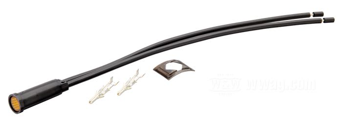 Kontrollleuchte; passend für FX, FXR, Sportster, 1983-1994; Einbau-Ø: 7.9 mm; Kunststoff / Kupfer, gelb; Länge: 25 mm; Ø 9 mm; 12 V; 1.4 W; Bruttogewicht: 10 g