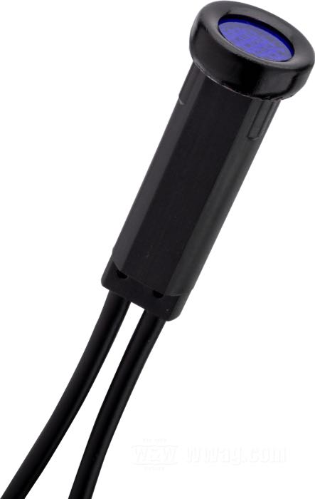 Kontrollleuchte; passend für FX, FXR, Sportster, 1983-1994; Einbau-Ø: 7.9 mm; Kunststoff / Kupfer, blau; Länge: 25 mm; Ø 9 mm; 12 V; 1.4 W; Bruttogewicht: 10 g