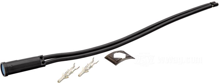 Kontrollleuchte; passend für FX, FXR, Sportster, 1983-1994; Einbau-Ø: 7.9 mm; Kunststoff / Kupfer, blau; Länge: 25 mm; Ø 9 mm; 12 V; 1.4 W; Bruttogewicht: 10 g