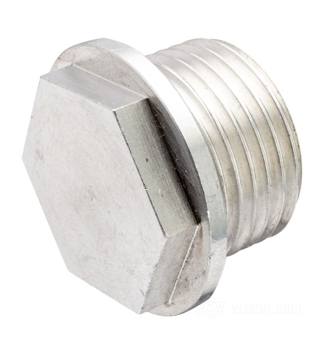 Plug; for Gas tank; fits Softail Deuce 2000-2003, fuel injected Softails 2001-2003; aluminum; thread: 7/8”-14; replaces OEM HD 62843-00; gross weight: 40 g