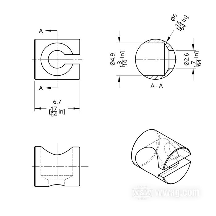 Ferrule »slotted« by Barnett; must be used with cables that feature ball end fittings; brass; length: 6.73 mm; Ø 5.97 mm; inner Ø: 4.83 mm; replaces OEM HD 56520-77; USA; gross weight: 4 g
