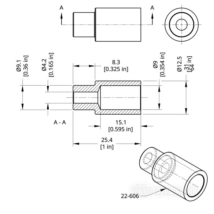 Terminale di Barnett; per Guaina di cavo / Cavo frizione; atto per Big Twin 1968→, Sportster 1971-2020; alluminio; lunghezza: 25.4 mm; Ø 9.14 mm; U.S.A.; peso lordo: 10 g
