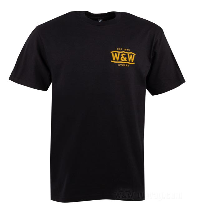Camiseta » Old-Gold« de W&W Cycles; algodón 200 g/m², negro; tamaño: XL; peso bruto: 200 g
