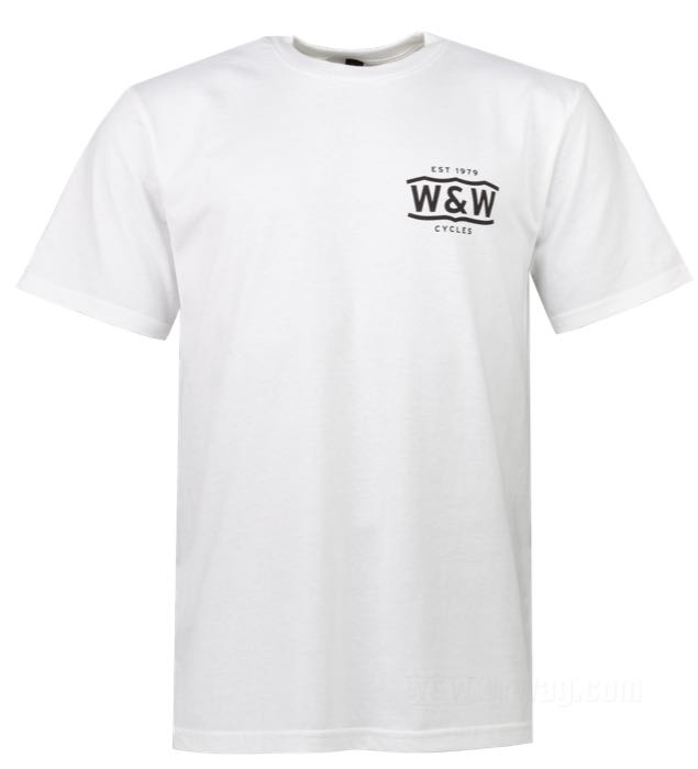 Camiseta de W&W Cycles; algodón 200 g/m², blanco; tamaño: M; peso bruto: 200 g
