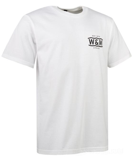 Camiseta de W&W Cycles; algodón 200 g/m², blanco; tamaño: M; peso bruto: 200 g