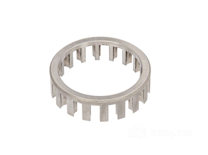 Bearing retainer by Jims; for Connecting rods; fits Big Twin 1941-1999; steel; outer Ø: 40.4 mm; tolerance class: ABEC 1; replaces OEM HD 24366-51; gross weight: 20 g
