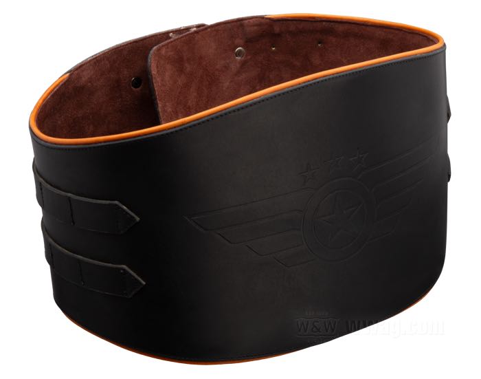 Faja lumbar »Iron Wing« de The Cyclery; cuero, negro, con ribetes marrones; ancho: 22.5 cm; largo: 125 cm; Suecia; peso bruto: 1.51 kg