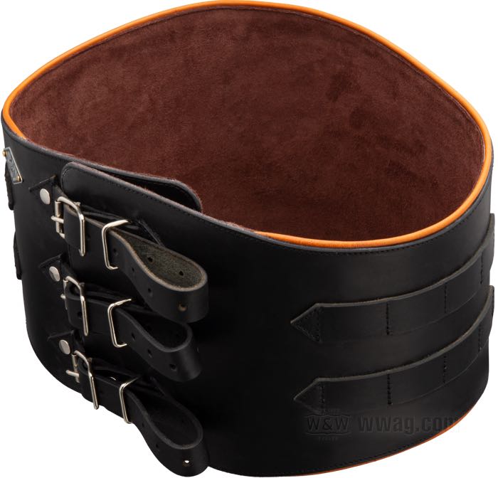 Faja lumbar »Iron Wing« de The Cyclery; cuero, negro, con ribetes marrones; ancho: 22.5 cm; largo: 125 cm; Suecia; peso bruto: 1.51 kg