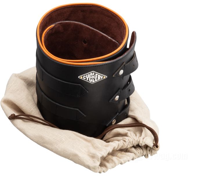 Faja lumbar »Iron Wing« de The Cyclery; cuero, negro, con ribetes marrones; ancho: 22.5 cm; largo: 125 cm; Suecia; peso bruto: 1.51 kg