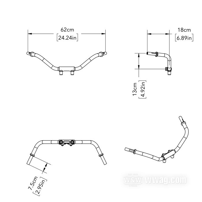 Manubrio »Sport« di IronheadChina; atto per XLCH 1963-1964, XLH 1967-1972, XLCH 1970-1972; acciaio, cromato; con Comandi gas Quickturn; rimpiazza OEM HD 56087-63, 56085-69A, 56220-58, 56378-65, 56278-10, 56216-53, 56288-53, 56503-65 e 9260; Cina; peso lordo: 2.2 kg
