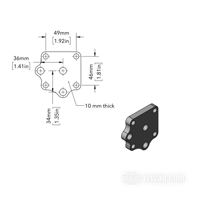 Distanziatore di Junior's Hand Made; per Braccetto del pedale cambio / Gruppo pedale frizione; atto per Big Twin a 4 marce 1970→; alluminio; larghezza: 10 mm; U.S.A.; peso lordo: 193 g