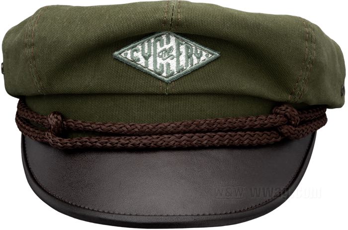 Mütze »Vintage Rider« von The Cyclery; Baumwolle / Rindleder, olivgrün; Hutgröße: 59; Bruttogewicht: 295 g