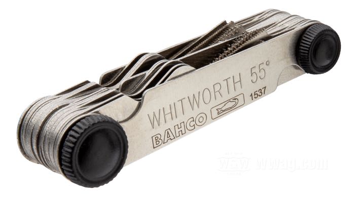 Thread Pitch Gauge by Bahco; steel; L x H x D: 67 x 19 x 13 mm; fold-up; metric / inch; Taiwan; gross weight: 100 g