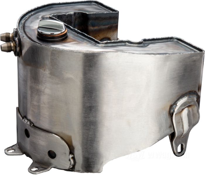 Bac à huile »Horseshoe«; adaptable à Big Twin 1940-1957; tôle d'acier, naturel; volume: 3.8 l; vis de vidange: 5/8”-18 UNF; bouchon remplissage: 1-1/4”-20; Filetage de connexion: 9/16“-24; avec leur vis de remplissage et de vidange; remplace OEM HD 62504-38; Taïwan; poids brut: 3.27 kg