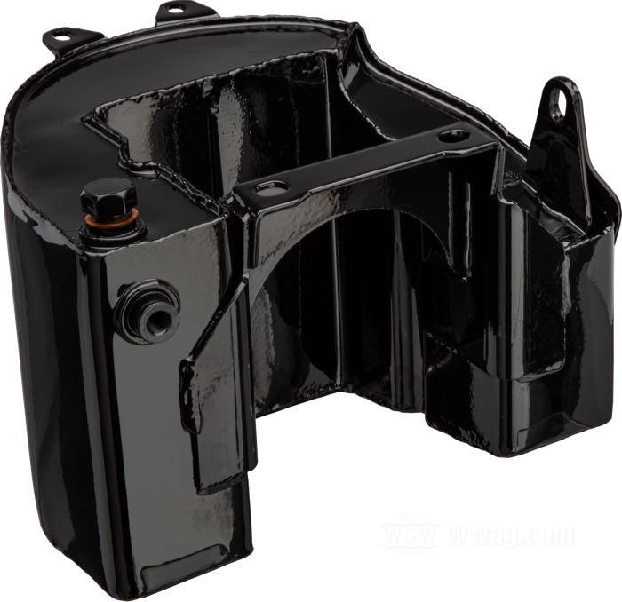 Öltank; passend für Knucklehead 1936; Stahlblech, schwarz; Ablassschraube: 5/8”-18 UNF; Einfüllstutzen: 1-1/4”-20; Anschlussgewinde: 3/8“-24 / 1/2”-20; ersetzt OEM HD 3503-36; Bruttogewicht: 3.37 kg