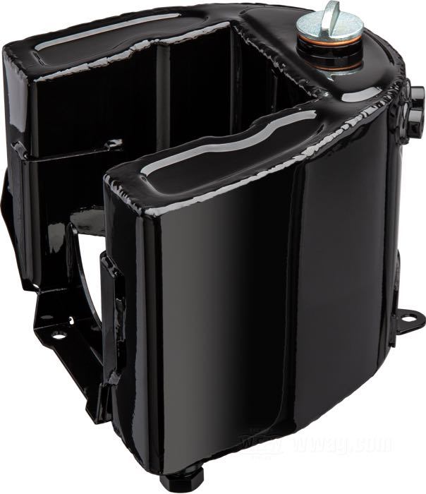 Serbatoio olio; atto per Knucklehead, Big Twin Flatheads 1937; lamiera d'acciaio, nero; vite spurgo: 3/4”-20 UNF; bocchettone: 1-1/4”-20; rimpiazza OEM HD 3503-36; peso lordo: 3.34 kg