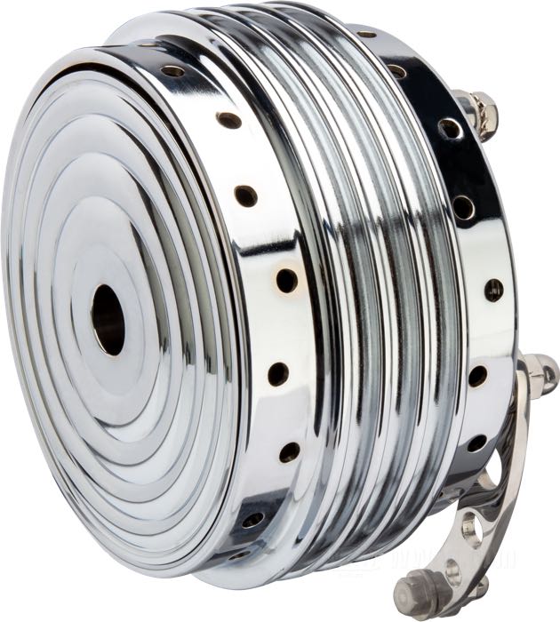 Freno de tambor »Mini« de Kustom Tech; para Horquilla Springer; hierro fundido / aluminio, cromado; ancho: 80 mm; Ø 160 mm; posición: delantero; Número de radios: 40; con cojinetes de ruedas de 3/4”; Italia; peso bruto: 4.58 kg