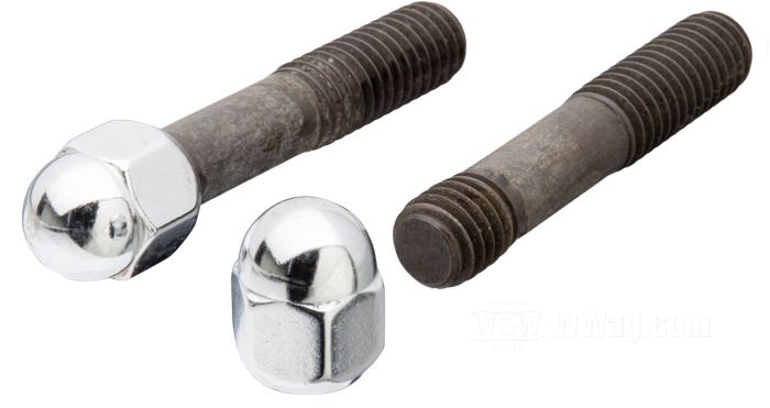Kit bulloni di Colony; per Coperchio pignone; atto per Model K, Sportster 1954-1970; acciaio, cromato; testa Acorn esagonale; rimpiazza OEM HD 34890-52; U.S.A.; peso lordo: 70 g
