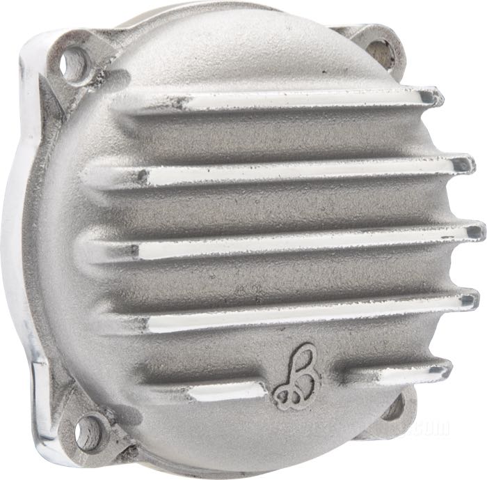 Top cover »BigFin« by Bates; fits Keihin CV carburetors 1988→; cast aluminum, cast finish / polished; height: 30 mm; Spain; gross weight: 114 g