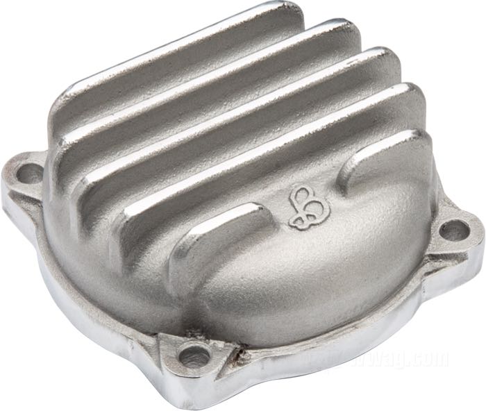 Top cover »BigFin« by Bates; fits Keihin CV carburetors 1988→; cast aluminum, cast finish / polished; height: 30 mm; Spain; gross weight: 114 g