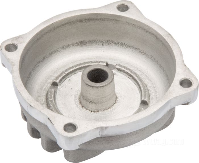 Top cover »BigFin« by Bates; fits Keihin CV carburetors 1988→; cast aluminum, cast finish / polished; height: 30 mm; Spain; gross weight: 114 g