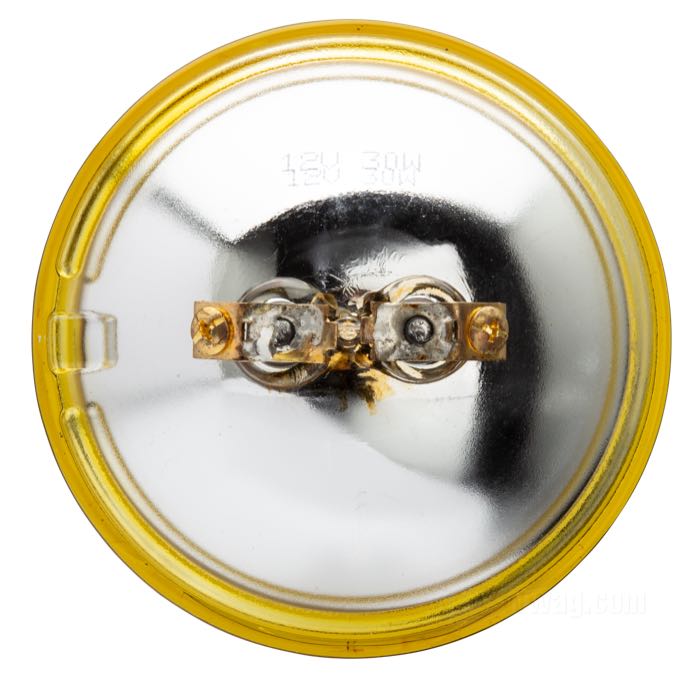 Spotlight insert; Sealed Beam; steel / glass, yellow; Ø 4-1/2”; bulb type: not replaceable; 12 V; 30 W; without position light function; replaces OEM HD 68729-64; gross weight: 200 g