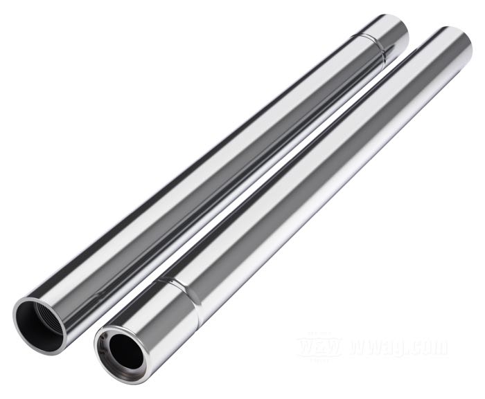 Tubos de horquilla de Franks Forks; apropiado para FL y FLH 2a serie de 1977-1984, FLT 1980-1983, FXWG 1980-1983; acero, cromo duro; largo: 20.75”; Ø 41.3 mm; rosca: M35 x 1.5	; reemplaza OEM HD 45825-77A; EE. UU.; peso bruto: 4.38 kg