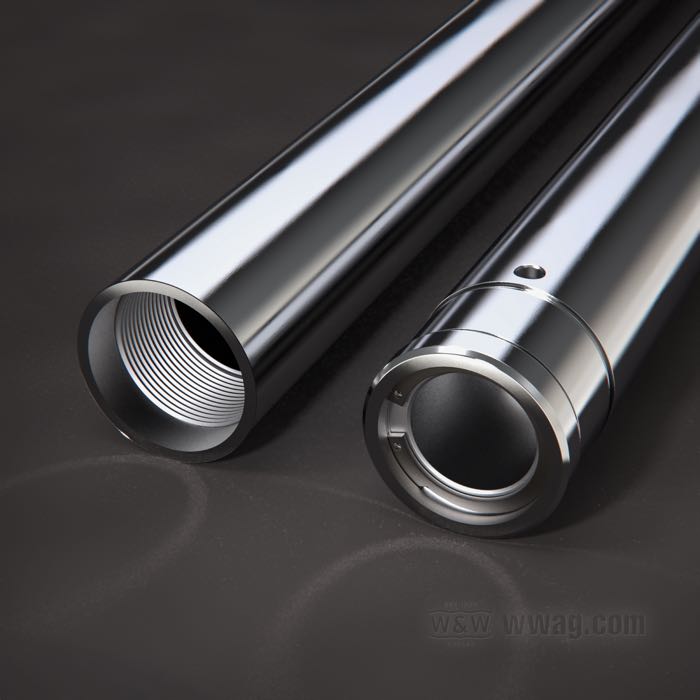 Tubos de horquilla de Franks Forks; apropiado para Sportster 1987-2020, FXR 1987-1994 y Dyna 1991-2005; acero, cromo duro; largo: 22.25”; Ø 39 mm; rosca: M34 x 1.5; EE. UU.; peso bruto: 4.28 kg