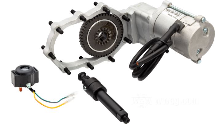 Kit starter elettrico »StealthStarter Kick Drive 6-in-4« di Cannonball; atto per Big Twin 4 marce a telaio rigido; acciaio / alluminio; 1.4 kW; Austria; peso lordo: 9.58 kg