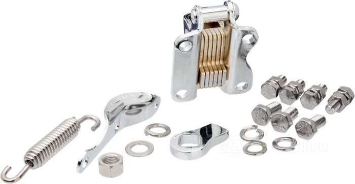 Kit de montage; pour Béquille; adaptable à Big Twin 4-vitesses 1936-1985; acier, chromé; remplace OEM HD 50049-36, 50011-30A, 50036-36, 50094-36, 3996, 6473, 7040, 7056, 7752 et 7835; poids brut: 666 g