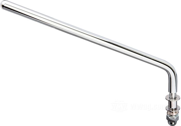Spiegelarm; Stahl, verchromt; Länge L1: 21 cm; Länge L2: 2 cm; Winkel α: 30 °; mit Mutter und Scheiben; Bruttogewicht: 176 g