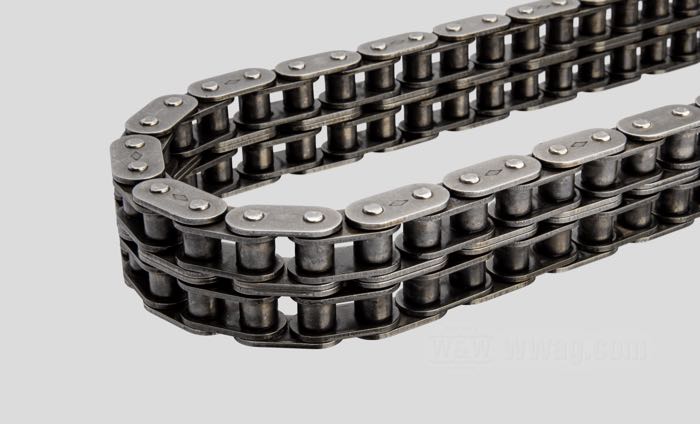 Primary chain »Standard«; fits 3- or 4-speed Big Twin with sidecar; steel, oval side plates; pitch: 425x2 (1/2” x 5/16” x 8.51 x 2); number of links: 80; replaces OEM HD 40010-36; gross weight: 1.58 kg