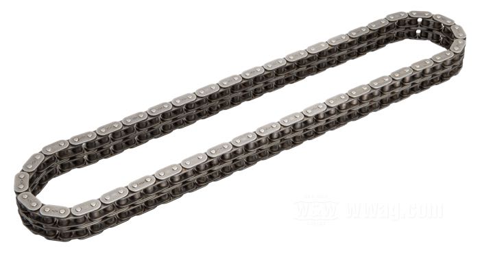 Primary chain »Standard«; fits 3- or 4-speed Big Twin with sidecar; steel, oval side plates; pitch: 425x2 (1/2” x 5/16” x 8.51 x 2); number of links: 80; replaces OEM HD 40010-36; gross weight: 1.58 kg