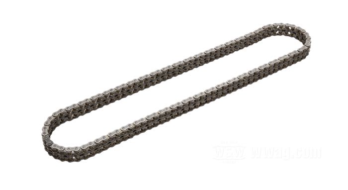 Primary chain by Tsubaki; fits 45cui/750cc Models 1929-1973 (Solo Only); steel, 8-shape side plates; pitch: 315x2 (3/8” x 3/16