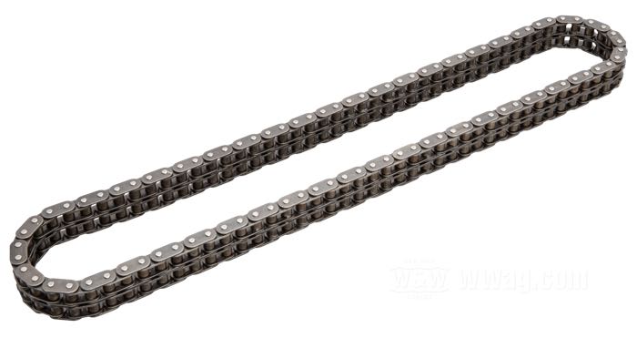 Primary chain by Tsubaki; fits Softail 2007→, Dyna 2006→; steel, oval side plates; pitch: 425x2 (1/2” x 5/16” x 8.51 x 2); number of links: 92; replaces OEM HD 40036-06; gross weight: 1.79 kg