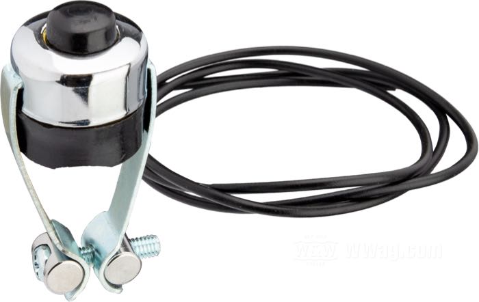 Button switch; for 1” handlebars; universal; brass / plastic / steel, chrome-plated; gross weight: 30 g