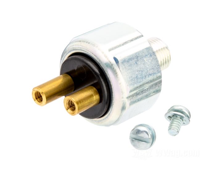 Bremslichtschalter von Accel; passend für Servi Car 1951→, Big Twin 1958-1968; hydraulisch; mit Schraubanschluss; Gewinde: 1/8”-27 NPT; ersetzt OEM HD 72002-51A; Bruttogewicht: 45 g
